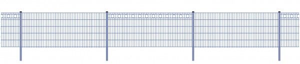 Schmuckzaun / Doppelstabmattenzaun 2-in-1 Kreis-Dekor Komplett-Set mit Abdeckleisten / Anthrazit / 121cm hoch / 15m lang 