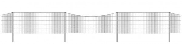 Schmuckzaun / Doppelstabmattenzaun 2-in-1 Bogen konvex Komplett-Set mit Abdeckleisten / Verzinkt / 201cm hoch / 37,5m lang 