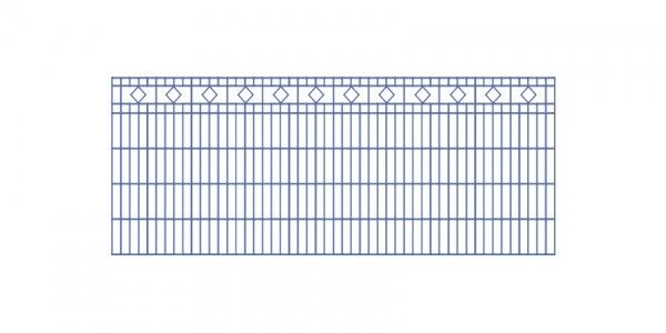 Doppelstabmatten-Schmuckzaun Diamant / Raute Komplett-Set mit Abdeckleisten / Anthrazit / 201cm hoch / 100m lang 