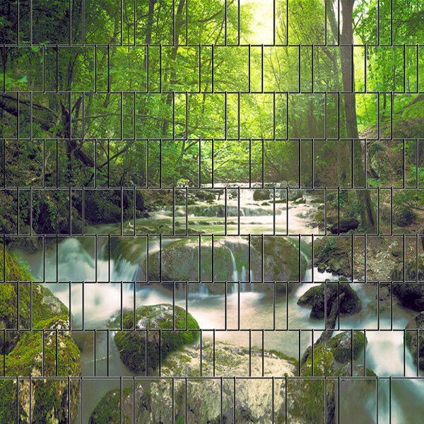 Sichtschutz Premium Motiv Wasserfall im Wald