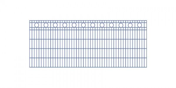 Schmuckzaun / Doppelstabmattenzaun Kreis-Dekor Komplett-Set mit Abdeckleisten / Anthrazit / 161cm hoch / 5m lang 