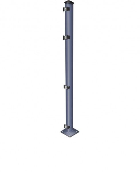 Zaun-Pfosten mit Fußplatte (zum Aufdübeln)/ Anthrazit / für Zaunfeld 123cm hoch