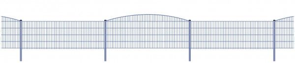 Schmuckzaun / Doppelstabmattenzaun 2-in-1 Bogen groß Komplett-Set mit Abdeckleisten / Anthrazit / 121cm hoch / 95m lang 