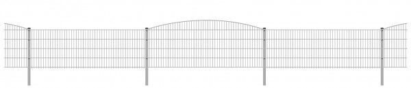 Schmuckzaun / Doppelstabmattenzaun 2-in-1 Bogen groß Komplett-Set / Verzinkt / 141cm hoch / 17,5m lang 