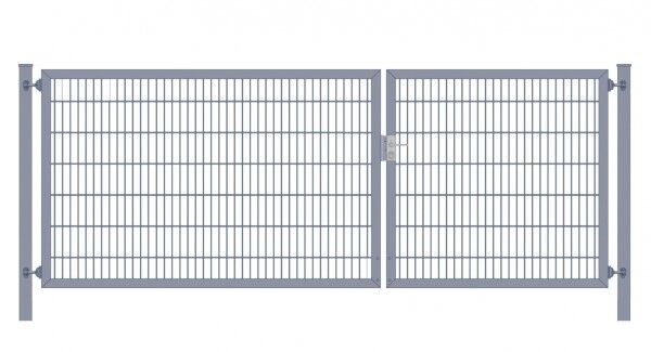 Einfahrtstor Classic Plus (2-flügelig) asymmetrisch; Anthrazit 6/5/6er Doppelstabmatte; Breite 300 cm x Höhe 140 cm