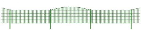Schmuckzaun / Doppelstabmattenzaun 2-in-1 Bogen groß Komplett-Set mit Abdeckleisten / Grün / 161cm hoch / 80m lang 