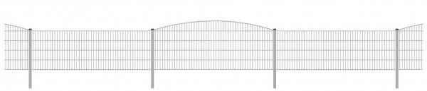 Schmuckzaun / Doppelstabmattenzaun 2-in-1 Bogen groß Komplett-Set mit Abdeckleisten / Verzinkt / 141cm hoch / 62,5m lang 