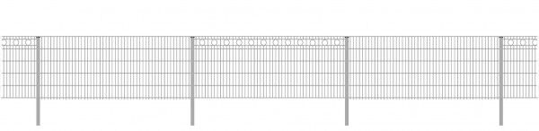 Schmuckzaun / Doppelstabmattenzaun 2-in-1 Kreis-Dekor Komplett-Set mit Abdeckleisten / Verzinkt / 161cm hoch / 60m lang 