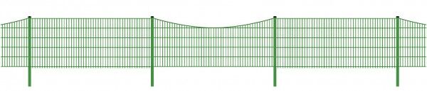 Schmuckzaun / Doppelstabmattenzaun 2-in-1 Bogen konvex Komplett-Set mit Abdeckleisten / Grün / 201cm hoch / 37,5m lang 