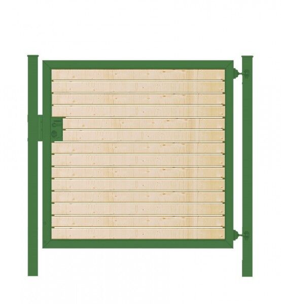 Gartentor Premium Line (1-flg.) mit Holzfüllung waagerecht Grün B: 100 cm x H: 80 cm