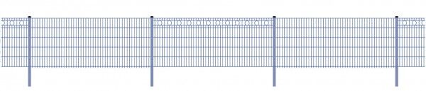 Schmuckzaun / Doppelstabmattenzaun 2-in-1 Kreis-Dekor Komplett-Set mit Abdeckleisten / Anthrazit / 141cm hoch / 87,5m lang 