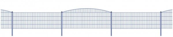 Schmuckzaun / Doppelstabmattenzaun 2-in-1 Bogen groß Komplett-Set mit Abdeckleisten / Anthrazit / 141cm hoch / 90m lang 