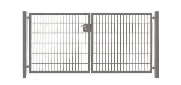 Einfahrtstor Basic (2-flügelig) symmetrisch ; Verzinkt Doppelstabmatte; Breite 300 cm x Höhe 120cm