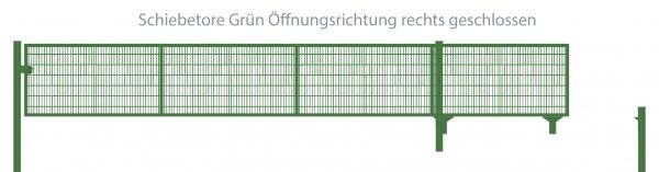 Schiebetor Breite: 500cm; Höhe: 120cm; Grün; Füllung: 6/5/6mm Doppelstabmatte; Öffnungsrichtung rechts