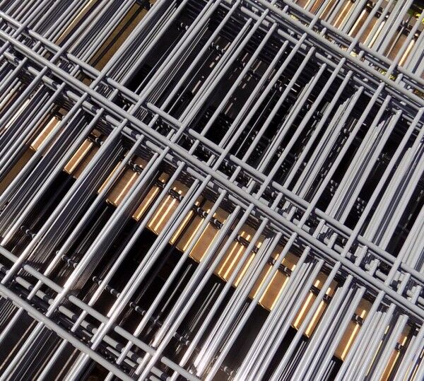 Doppelstabmattenzaun Komplett-Set zum Aufdübeln / mit Abdeckleisten / Anthrazit / 103 cm / 10 m lang Stärke 6/5/6