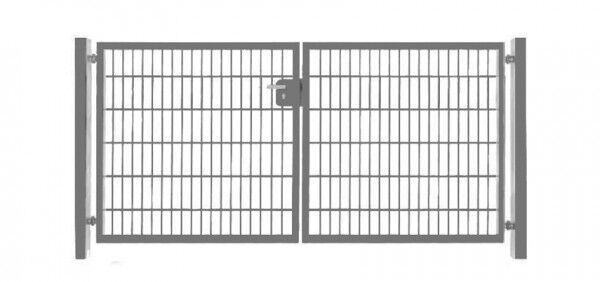 Einfahrtstor Basic (2-flügelig) symmetrisch ; Verzinkt Doppelstabmatte; Breite 400 cm x Höhe 123cm