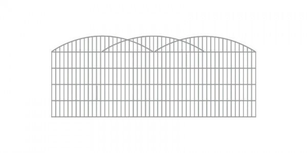 Doppelstab-Schmuckzaun 3-er Bogen Komplett-Set mit Abdeckleisten / Verzinkt / 181cm hoch / 55m lang 