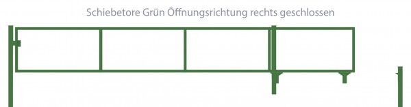 Schiebetor Breite: 250cm; Höhe: 160cm; Grün; ohne Füllung; Öffnungsrichtung rechts
