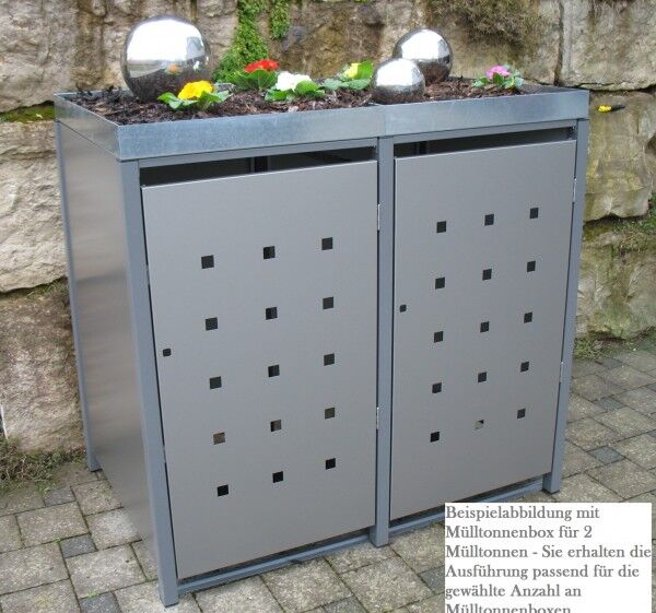 Premium Metall Mülltonnenbox Dunkelgraumetallic (ähnl. RAL 9007) für 1 240l Mülltonne (Größe XL)