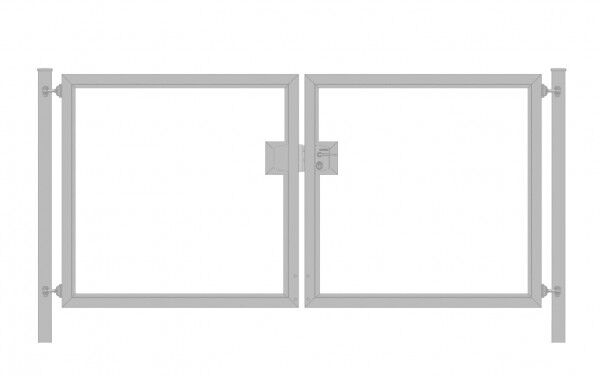 Elektrisches Einfahrtstor / Gartentor Premium (2-flügelig) symmetrisch für waagerechte Holzfüllung; verzinkt; Breite 250 cm x Höhe 120 cm (neues Modell)