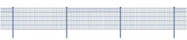 Schmuckzaun / Doppelstabmattenzaun 2-in-1 Kreis-Dekor Komplett-Set / Anthrazit / 201cm hoch / 32,5m lang 