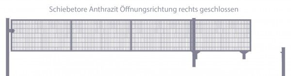 Schiebetor Breite: 300cm; Höhe: 180cm; Anthrazit; Füllung: 6/5/6mm Doppelstabmatte; Öffnungsrichtung rechts