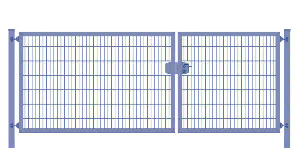 Premium Plus Einfahrtstor 8/6/8 (2-flügelig) asymmetrisch ; Anthrazit RAL 7016 Doppelstabmatte; Breite 400 cm x Höhe 103cm
