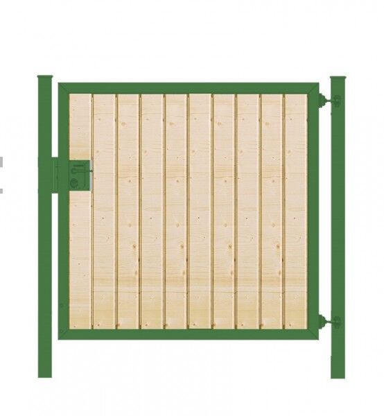 Gartentor Premium Line (1-flg.) mit Holzfüllung senkrecht Grün B: 125 cm x H: 80 cm