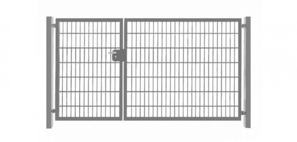 Elektrisches Einfahrtstor Basic (2-flügelig) asymmetrisch; Verzinkt; Breite 350cm x Höhe 180cm