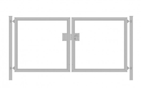Einfahrtstor / Gartentor Premium (2-flügelig) symmetrisch für senkrechte Holzfüllung; verzinkt; Breite 500 cm x Höhe 120 cm (neues Modell)