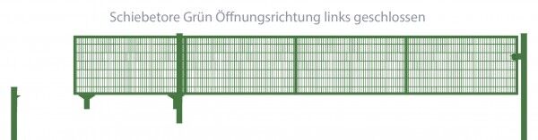 Schiebetor Breite: 250cm; Höhe: 140cm; Grün; Füllung: 6/5/6mm Doppelstabmatte; Öffnungsrichtung links