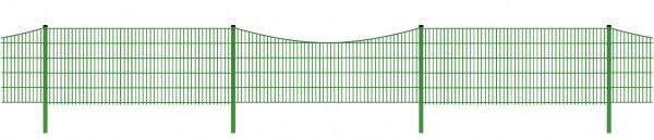 Schmuckzaun / Doppelstabmattenzaun 2-in-1 Bogen konvex Komplett-Set / Grün / 121cm hoch / 87,5m lang 