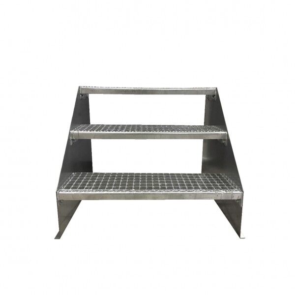 3-stufige Stahltreppe freistehend / Standtreppe / Breite 80 cm / Höhe 63 cm / Verzinkt
