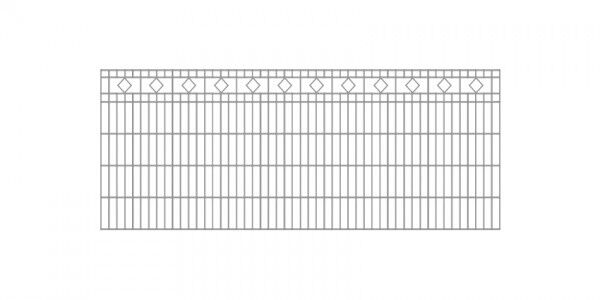 Doppelstabmatten-Schmuckzaun Diamant / Raute Komplett-Set / Verzinkt / 181cm hoch / 50m lang 