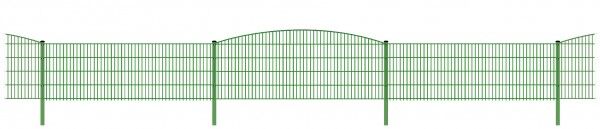 Schmuckzaun / Doppelstabmattenzaun 2-in-1 Bogen groß Komplett-Set / Grün / 161cm hoch / 52,5m lang 