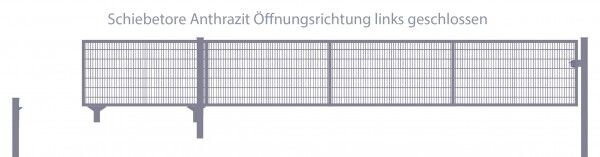 Schiebetor Breite: 300cm; Höhe: 100cm; Anthrazit; Füllung: 6/5/6mm Doppelstabmatte; Öffnungsrichtung links