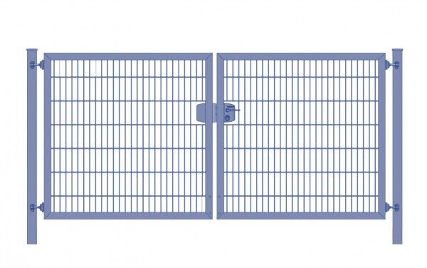 Elektrisches Einfahrtstor Premium Plus 8/6/8 (2-flügelig) symmetrisch; Anthrazit Doppelstabmatte; Breite 350 cm x Höhe 180 cm