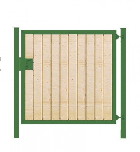 Gartentor Premium Line (1-flg.) mit Holzfüllung senkrecht Grün B: 150 cm x H: 200 cm