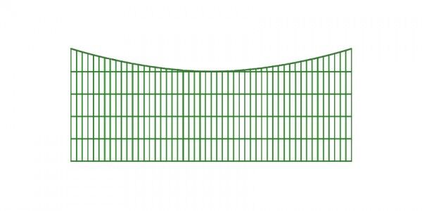 Doppelstabmatten-Schmuckzaun Bogen konvex Komplett-Set mit Abdeckleisten / Grün / 201cm hoch / 100m lang 
