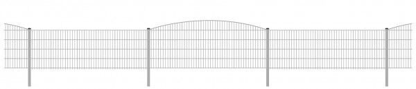 Schmuckzaun / Doppelstabmattenzaun 2-in-1 Bogen groß Komplett-Set mit Abdeckleisten / Verzinkt / 101cm hoch / 20m lang 