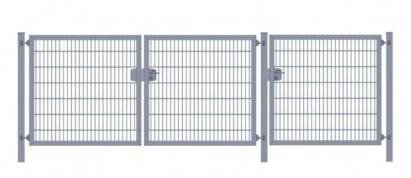 Premium Plus Einfahrtstor 6/5/6 (3-flügelig); Anthrazit Doppelstabmatte; Breite 600 cm (2,5m/ 2,5m/ 1m) x Höhe 160 cm