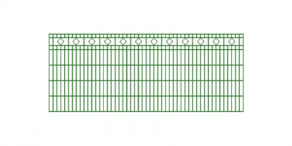 Doppelstabmatten-Schmuckzaun Diamant / Raute Komplett-Set / Grün / 161cm hoch / 35m lang 