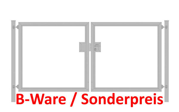 Einfahrtstor / Gartentor Premium (2-flügelig) symmetrisch für senkrechte Holzfüllung; verzinkt; Breite 200 cm x Höhe 100 cm (neues Modell)
