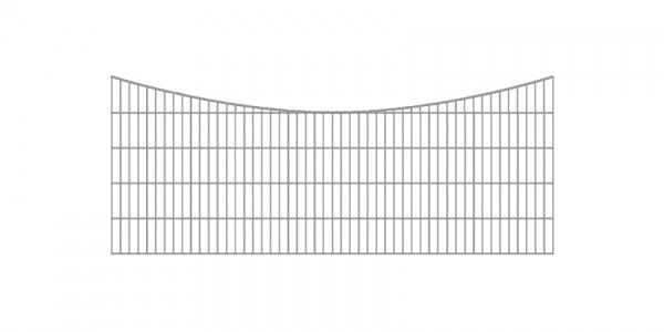 Doppelstabmatten-Schmuckzaun Bogen konvex Komplett-Set mit Abdeckleisten / Verzinkt / 121cm hoch / 5m lang 
