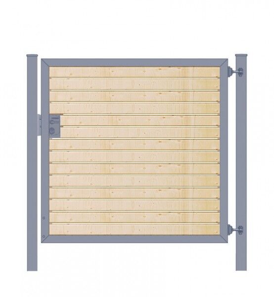 Gartentor Premium Line (1-flg.) mit Holzfüllung waagerecht Anthrazit B: 100 cm x H: 100 cm