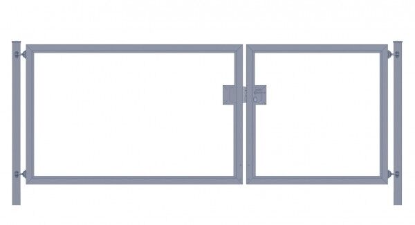 Einfahrtstor / Gartentor Premium (2-flügelig) asymmetrisch für senkrechte Holzfüllung; anthrazit; Breite 350 cm x Höhe 100 cm (neues Modell)