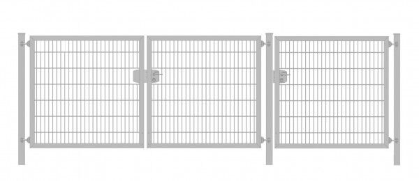 Premium Plus Einfahrtstor 6/5/6 (3-flügelig); Verzinkt Doppelstabmatte; Breite 375 cm (1,25m/ 1,25m/ 1,25m) x Höhe 120 cm