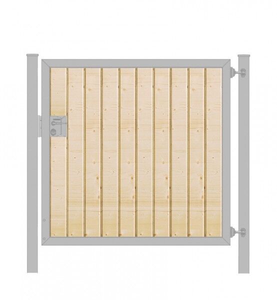 Gartentor Premium Line (1-flg.) mit Holzfüllung senkrecht Verzinkt B: 100 cm x H: 80 cm