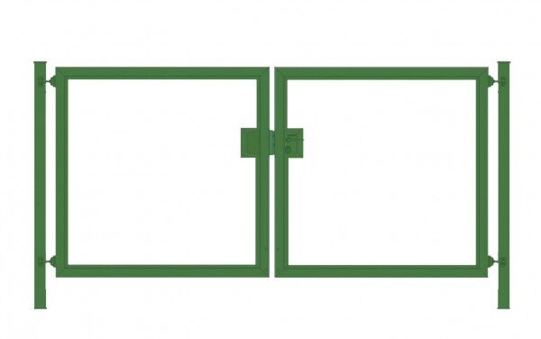 Elektrisches Einfahrtstor / Gartentor Premium (2-flügelig) symmetrisch für senkrechte Holzfüllung; grün; Breite 500 cm x Höhe 100 cm (neues Modell)