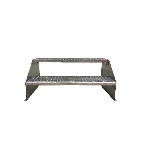 2-stufige Stahltreppe freistehend / Standtreppe / Breite 60 cm / Höhe 42 cm / Verzinkt